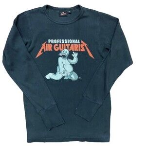 The Simpsons Air Guitarist Homer Thermal Base Layer Black Shirt Men's Medium